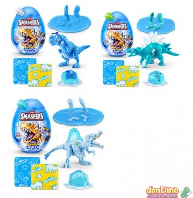Mini jurassic light up ice age dino smashers - con luz - 6 sorpresas