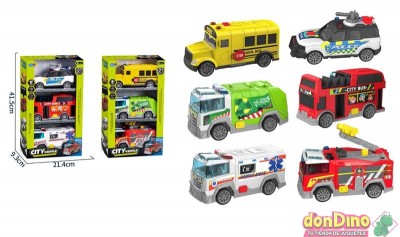 Pack 3 vehiculos city luz/sonido 2s 2-surtidos