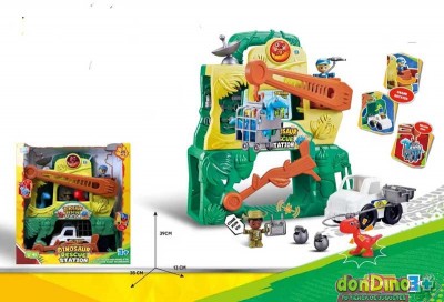 Set estacion de rescate dinosaurios con figuras y vehículo - 25 pzas.