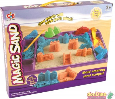 Set arena con moldes magic sand 750 g.