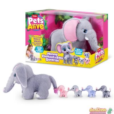 Mamá Elefante y sus Bebés Sorpresa Pets Alive con Sonido