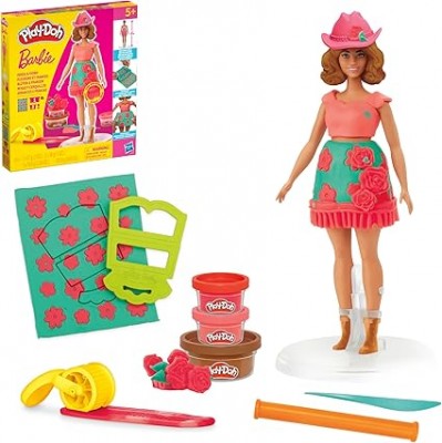 Play-Doh Barbie, Set de muñeca Rosas y cerquillos
