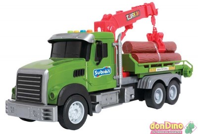 Camion c/grua y troncos luz y sonid