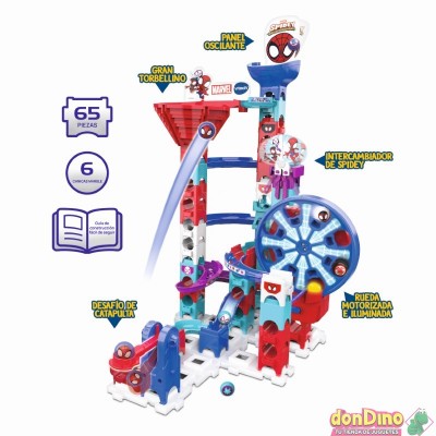 Circuito de canicas interactivo spidey marble challenge - marble rush - 65 pzas