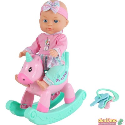 Muñeca 26 cm. con balancin caballito y accesorios